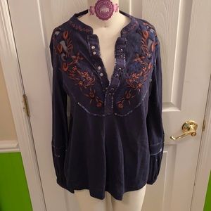 Free People Embroidered Blouse